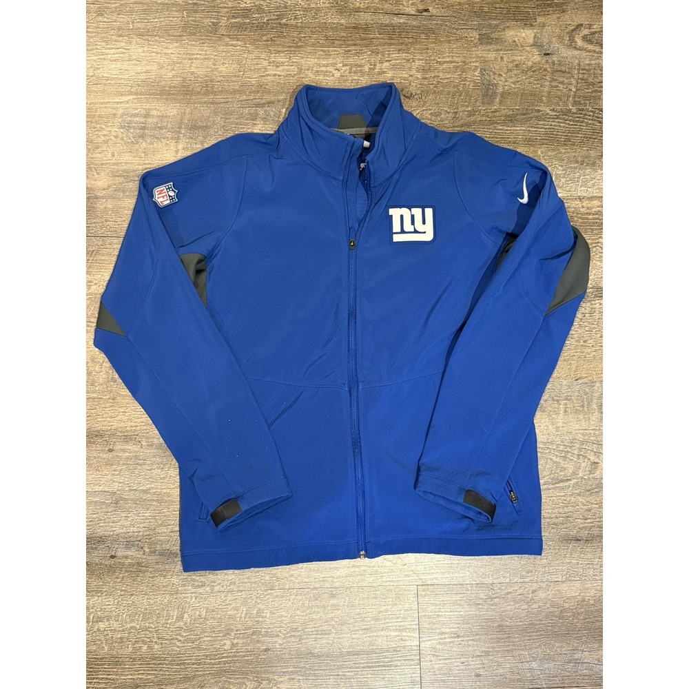 Nike NY Giants Jacket Mens Large Blue Full Zip Football Sideline On Field
